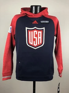 Women's Adidas Climawarm USA Hockey '16 World Cup Navy Hooded Sweatshirt NWT XL - Picture 1 of 8