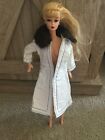 Barbie Doll Coat Winter Style Solid White Color Faux Fur Brown Collar F. Leather