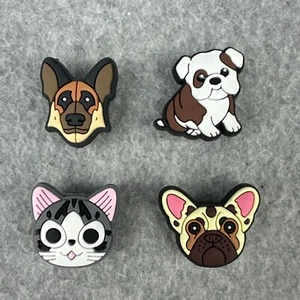 German Shepard Bulldog Pug Cat Dog Pet Animal Shoe Croc Charms (4 PK) EUC - Picture 1 of 7