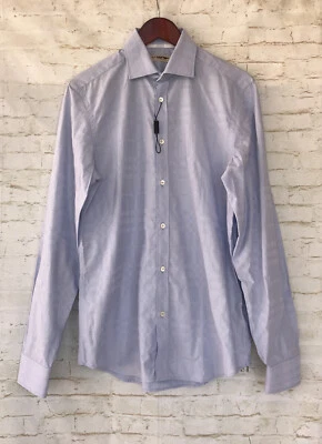 BURBERRY London Matlock современный крой чек платье рубашка - средний синий - 15,5 / 39R - Изображение 1 из 4