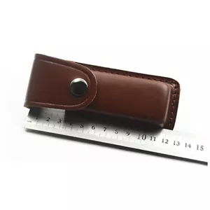 5" Hot Cowhide Leather Sheath Pocket Folding Knife Multi Tool Case Pouch - Picture 1 of 5
