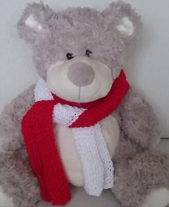 Teddy Bear Clothes, Prancer - Red and White Hand Knitted Scarf - Picture 1 of 9