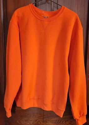 Fruit Of The Loom Orange Sweatshirt Mens Medium Fleece Crew Hunting Winter Top - Image 1 of 4