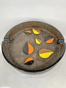Aldo Londi BITOSSI ROSENTHAL NETTER Pottery Leaf MCM Brown ASH TRAY Italy Vtg - Picture 1 of 10
