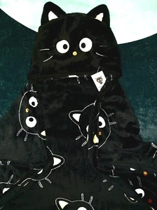 🐾Chococat Plush Hooded Blanket Snuggie Style 50" x 60" Adult Size Sanrio🆕️🤎 - Picture 1 of 9