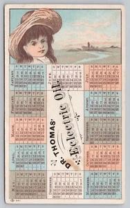 Quack Remedy Victorian Calendar Trade Card Dr. Thomas' "Eclectric Oil" Cure - Picture 1 of 3