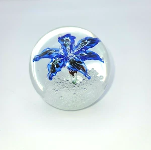 Glass Paperweight Lampwork, Millefiori, Controlled Bubble Flowers Rare Vintage - Picture 1 of 9