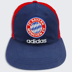 Bayern Munchen Vintage 90s Adidas Germany Soccer Snapback Hat - Red & Blue Cap - Picture 1 of 8