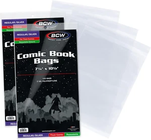 Resealable Thick Silver Age Comic Bags - 200 Ct | 7 1/4 X 10 1/2 Inches - Picture 1 of 11