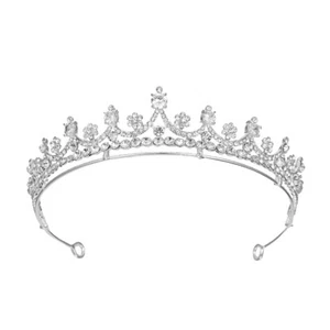 3.5cm Tall Crystal Tiara Crown Wedding Bridal Queen Princess Prom 2 Colours - Picture 1 of 9