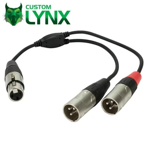 Rean Neutrik XLR Splitter Cable. 3 Pin Female XLR to 2 x Mono Male XLR. 25cm - Picture 1 of 4