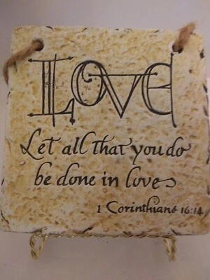 Indoor/Outdoor Inspirational Wall Plaque. "Love.....", 5 X 5, Plaster Or... - Image 1 of 4