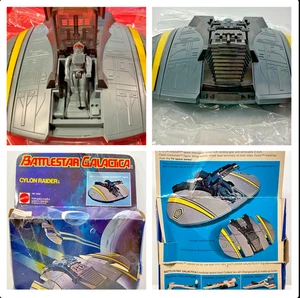 Mattel Battlestar Galactica Cylon Raider 1978 con piloto/(4) versión de disparo de misiles - Imagen 1 de 9