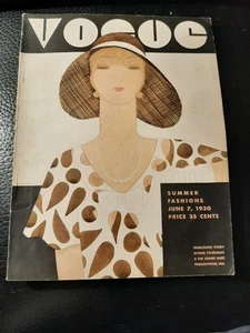 VOGUE 7. Juni 1930 MESEROLE STEICHEN SOCIETY Hüte Haltung CHANEL Strandanzüge - Bild 1 von 22