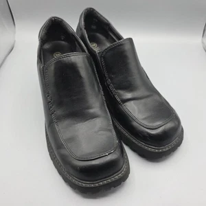 Lower East Side Vintage Y2K Womens 9.5 Wide Black Vegan Leather Loafer Chunky - Picture 1 of 13