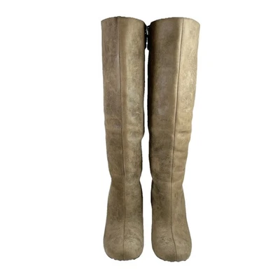 Fossil Womens US 8.5 Brown Leather Distressed Look Knee Zip High Boots Boho - Image 1 of 4