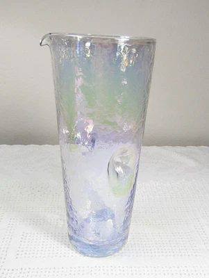 Anthropologie Iridescent 小玻璃水罐压痕水高 9-1/4 — 第 1/4 张图片