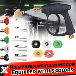 Pressure Washer Snow Foam Cannon Lance Gun 1/4" Quick Release Bottle + 5 Nozzles - Picture 1 of 9