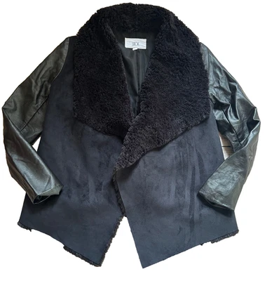 Women's Jack Black Faux Leather Suede Fleece Open Front Jacket Size S - Image 1 of 4