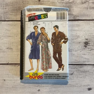 Burda 5223 Sewing Pattern Bath Robe Tie Belt 3 Lengths Unisex Adult Sizes UNCUT - Image 1 of 4