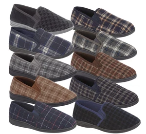 MEN'S LUXURY COMFORT FIT TWIN GUSSET SLIP ON SLIPPER IN SIZES 6-14 - Picture 1 of 27