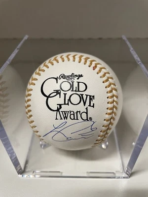 Guante de Oro Lorenzo Cain Premio Rawlings Béisbol Milwaukee Brewers Firmado Foto 1 de 2