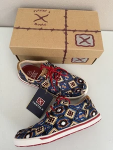 Twisted X Kicks blau bunt aztekisch Damen 5,5 WCA0044 Schnürmokassin Western - Bild 1 von 9