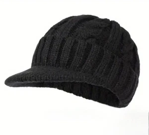 HERREN SCHIRMMÜTZE STRICK WINTER WARM FLEECE GEFÜTTERT MÜTZE ARBEIT OUTDOOR - Bild 1 von 2