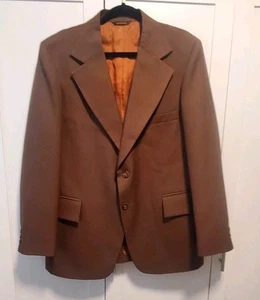 Montgomery Wards 3 Piece Polyester Suit Brown Men's 44 R Vintage Retro 70s Disco - Picture 1 of 19