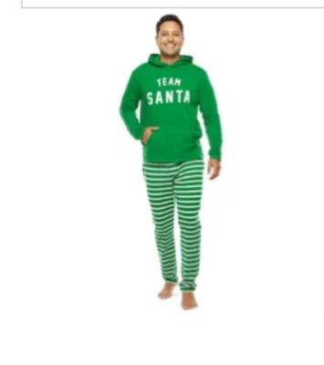Pijama Familiar Nochebuena Hombres Equipo Santa Invierno Salón Vellón Sudadera con Capucha Conjunto L Foto 1 de 4