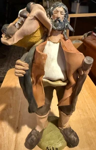 Vintage MCM B & T Cosenza Ceramica Italian Terracotta Figure Bearded Peasant Man - Picture 1 of 6