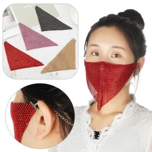 Popular Jewelry Gift Reticulated Crystal Mouth Mask Bling Rhinestone Face Mask - Picture 1 of 16