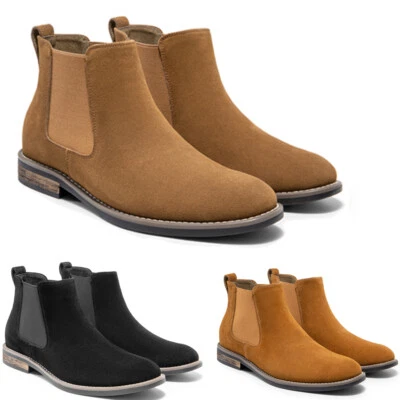 Botas Chelsea Para Hombre Cómodas Sin Cordones Vestido Informal Desierto Gamuza Cuero Zapatos Foto 1 de 4