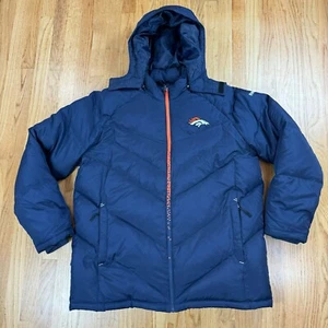 Reebok NFL ONFIELD Denver Broncos Men's Down Jacket Puffer Coat Large Blue - Picture 1 of 12