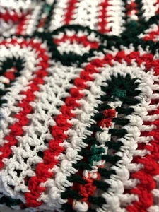 Christmas Handmade Crochet Afghan Blanket Throw Red Green White 70"X 40" - Picture 1 of 7