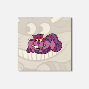 Alice In Wonderland Cartoon Cheshire Cat 4'' X 4'' Square Wooden Coaster - Picture 1 of 3