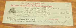 1918 Hand-Written Bank Check/REO,CHALMERS,MAXWELL CAR/TRUCK DEALER/Bellingham,WA - Picture 1 of 1