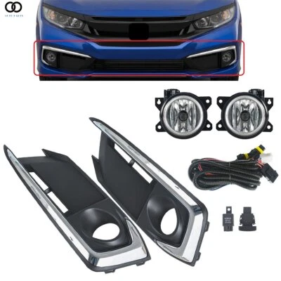 Pair of Bumper Fog Lights Lamps w/Cover For 2019-2020 Honda Civic Sedan/Coupe Foto 1 de 4