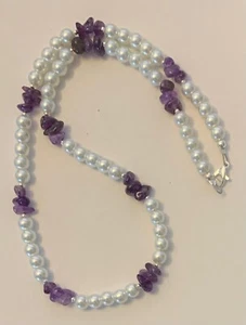 18" Amethyst Chip und Glasperlen Halskette - Bild 1 von 3