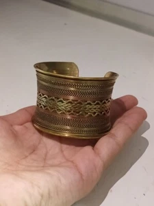 Ancient Egyptian Style Wide Copper Bracelet Handcrafted From Ancient Copper . - Picture 1 of 7