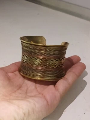 Ancient Egyptian Style Wide Copper Bracelet Handcrafted From Ancient Copper . - Image 1 of 4