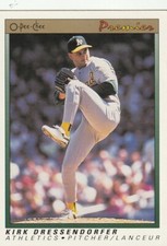 FREE SHIPPING-MINT-1991 O-Pee-Chee Premier Kirk Dressendorfer #36 Rookie A'S
