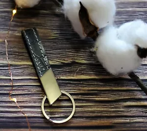 High Quality 100% Handmade Real Leather Reptile Skin Print Keychain Thin Keyring - Picture 1 of 2