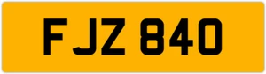 FJZ 840 F 3X3 DATELESS PRIVATE NUMBER PLATE FIN FIONA FRED FAS FAZ FRAN FERN FAY - Picture 1 of 1