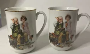 2er Set - 1982 Vintage Norman Rockwell The Cobbler Kaffeebecher Americana - Bild 1 von 6