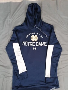 University of Notre Dame Hoodie S Under Armour Blue and White Bx2 - Picture 1 of 5