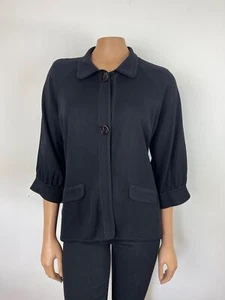 Cárdigan Suéter Exclusivo Misook Manga 3/4 Botón Delantero Talla XS Negro - Imagen 1 de 7