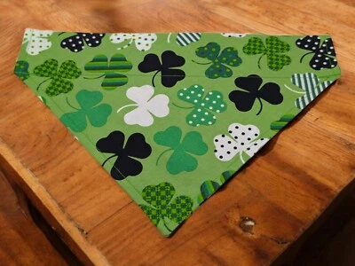 St Patricks Day Shamrocks Dog Bandana Over Collar Bandanna Bandanas Slide Scarf - Image 1 of 4