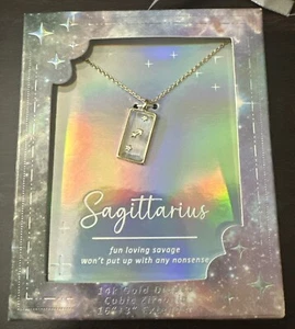 Sagitario - Collar Sagitario Zodiaco Vidrio Sumergido Oro 14k Nuevo - Imagen 1 de 3