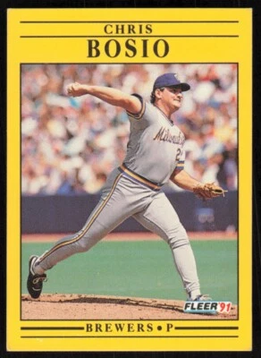 1991 Fleer #576 Chris Bosio Milwaukee Brewers - Image 1 of 2